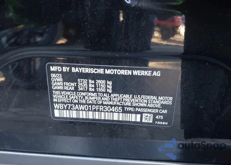 2023 BMW I4 Edrive40 from USA, damaged, VIN WBY73AW01PFR30465